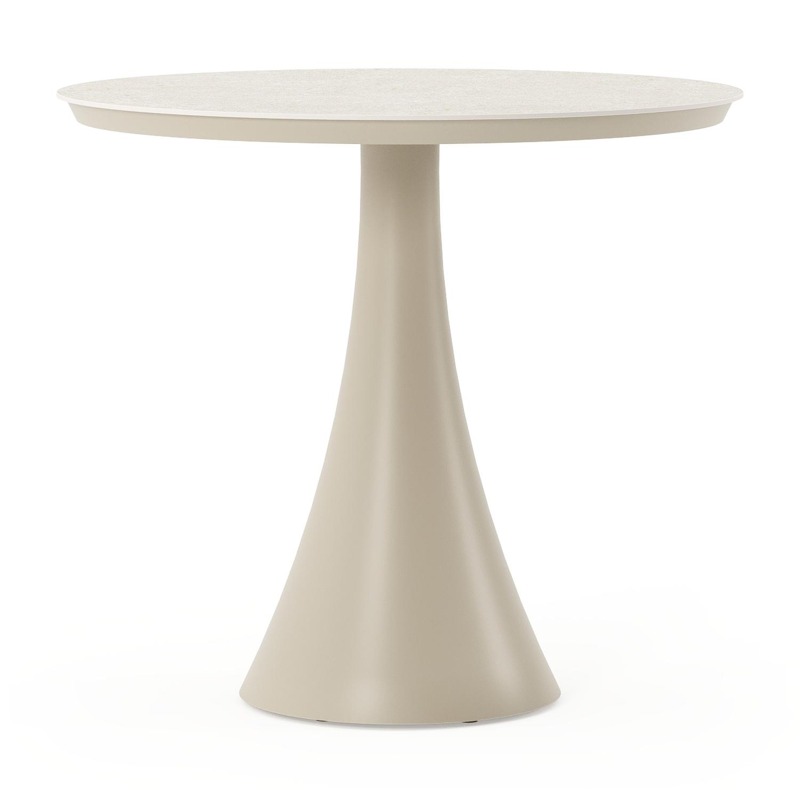 Fano tuintafel rond in beige aluminium en volkeramiek Shilin Dia. 85 x H 75 cm