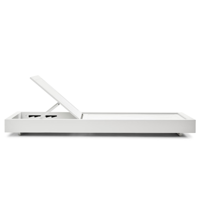 Como verstelbaar ligbed in wit aluminium met lopi marble all weather sunbrella® luxe kussen