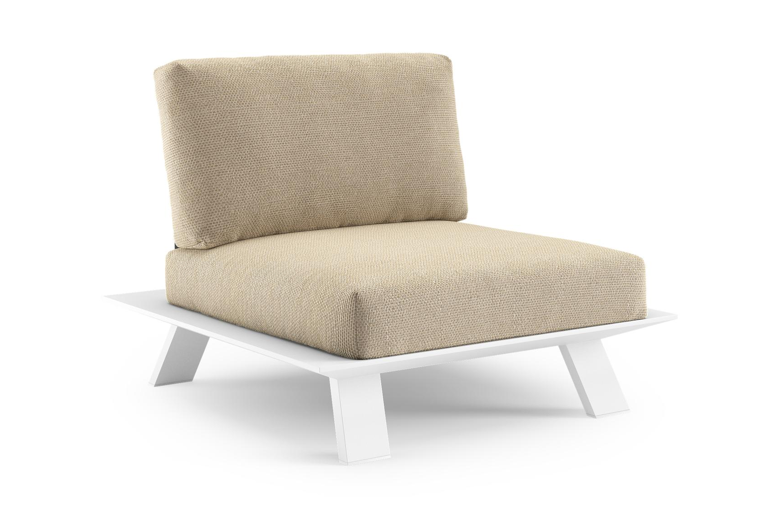 Cesano loungestoel in wit aluminium met althea camel all weather Cosytica kussen