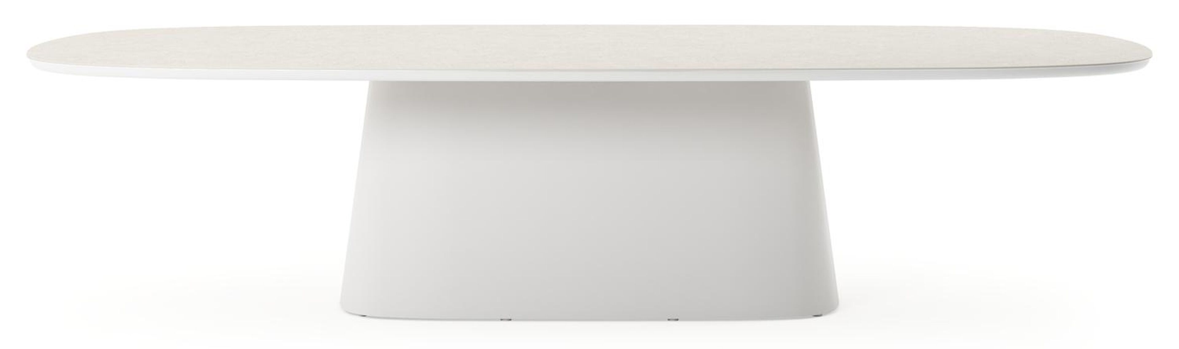 Table de jardin Amico bombo xl en aluminium blanc et céramique pleine Shilin - Lg. 320 x Lrg. 148 x Haut. 74 cm