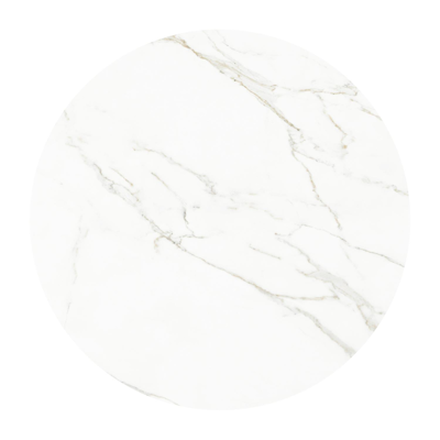 Fano tuintafel rond in zwart aluminium en volkeramiek Calacatta - Dia. 110 x H 75 cm