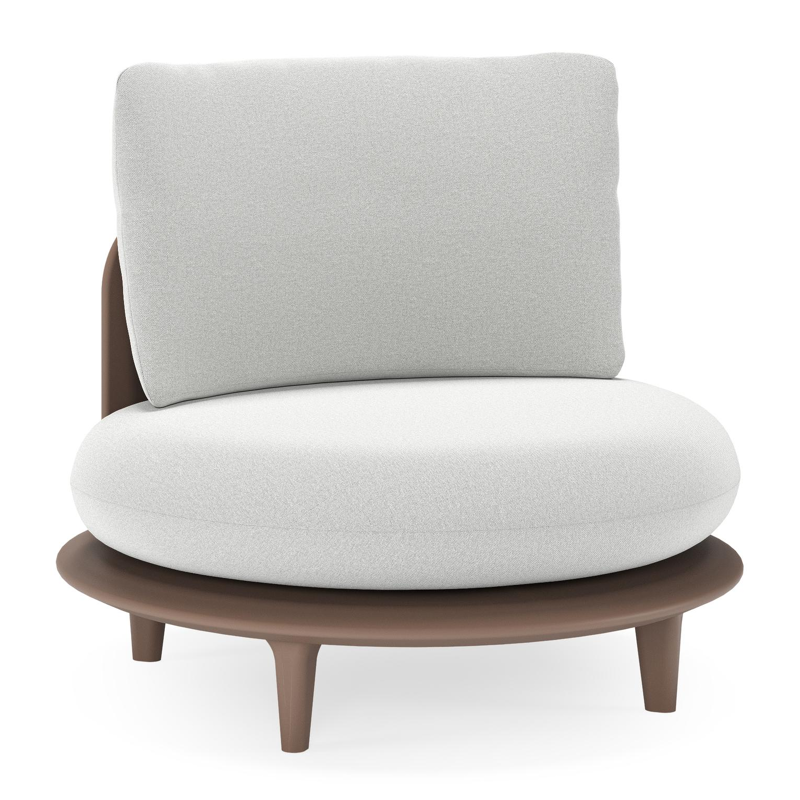 Fauteuil de jardin Bomero en aluminium taupe et coussins en all weather sunbrella® luxe natte grey chine