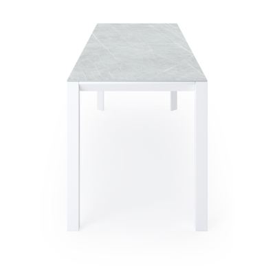 Malito tuintafel in wit aluminium en volkeramiek zaha stone - L 220 x B 70 x H 75,5 cm