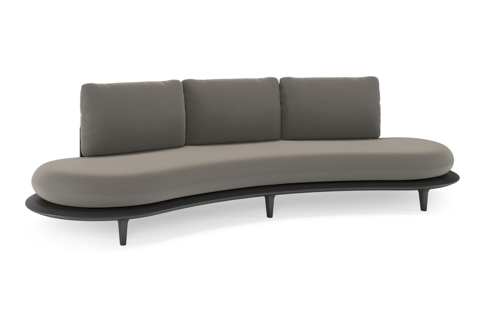 Bomero loungebank in zwart aluminium met natte dark taupe all weather sunbrella® luxe kussen