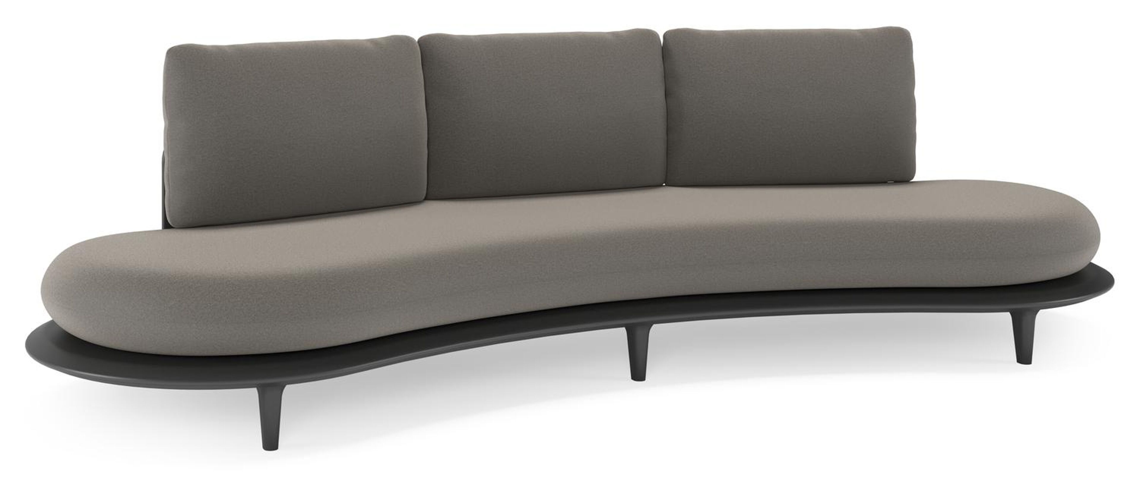 Bomero loungebank in zwart aluminium met natte dark taupe all weather sunbrella® luxe kussen