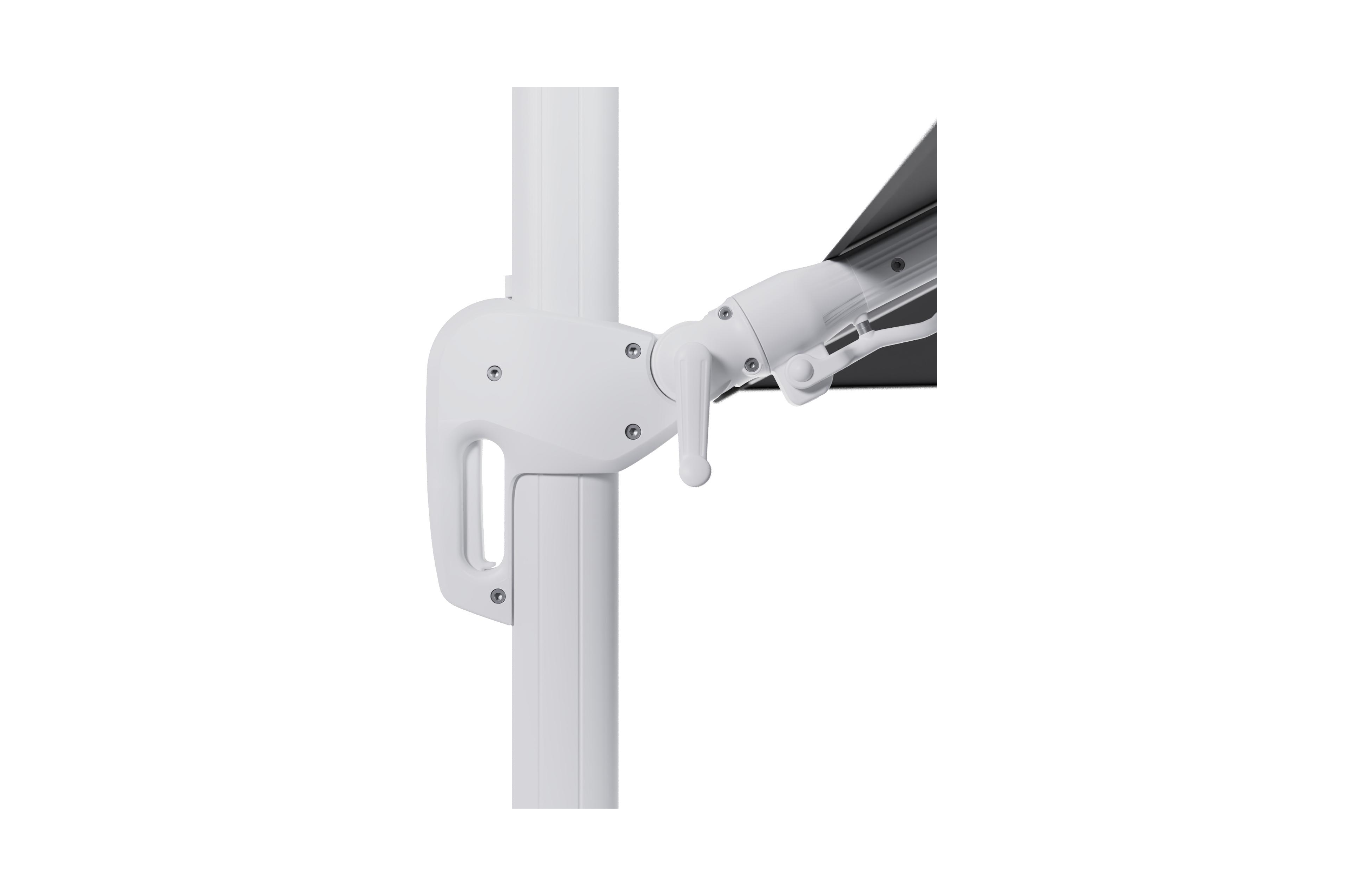 Rufina zweefparasol met tiltfunctie in wit aluminium met natte charcoal chine all weather sunbrella® luxe parasoldoek - L1 300 x L2 300 cm (zonder voet)