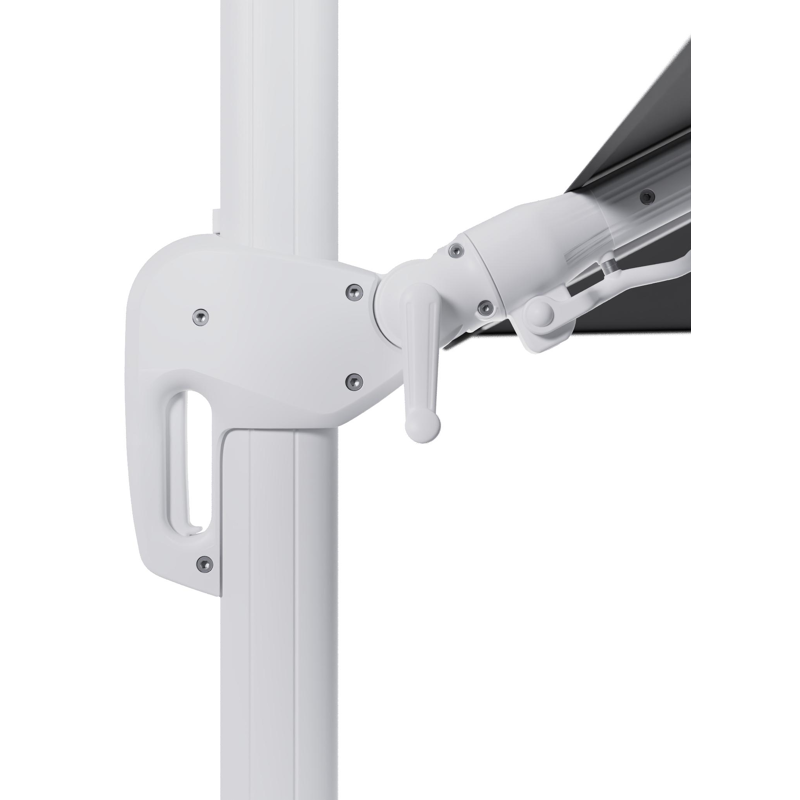 Parasol pendant Rufina avec fonction tilt en aluminium blanc avec toile de parasol en all weather sunbrella® luxe natte charcoal chine - Larg1 300 x Larg2 300 cm (sans pied de parasol)