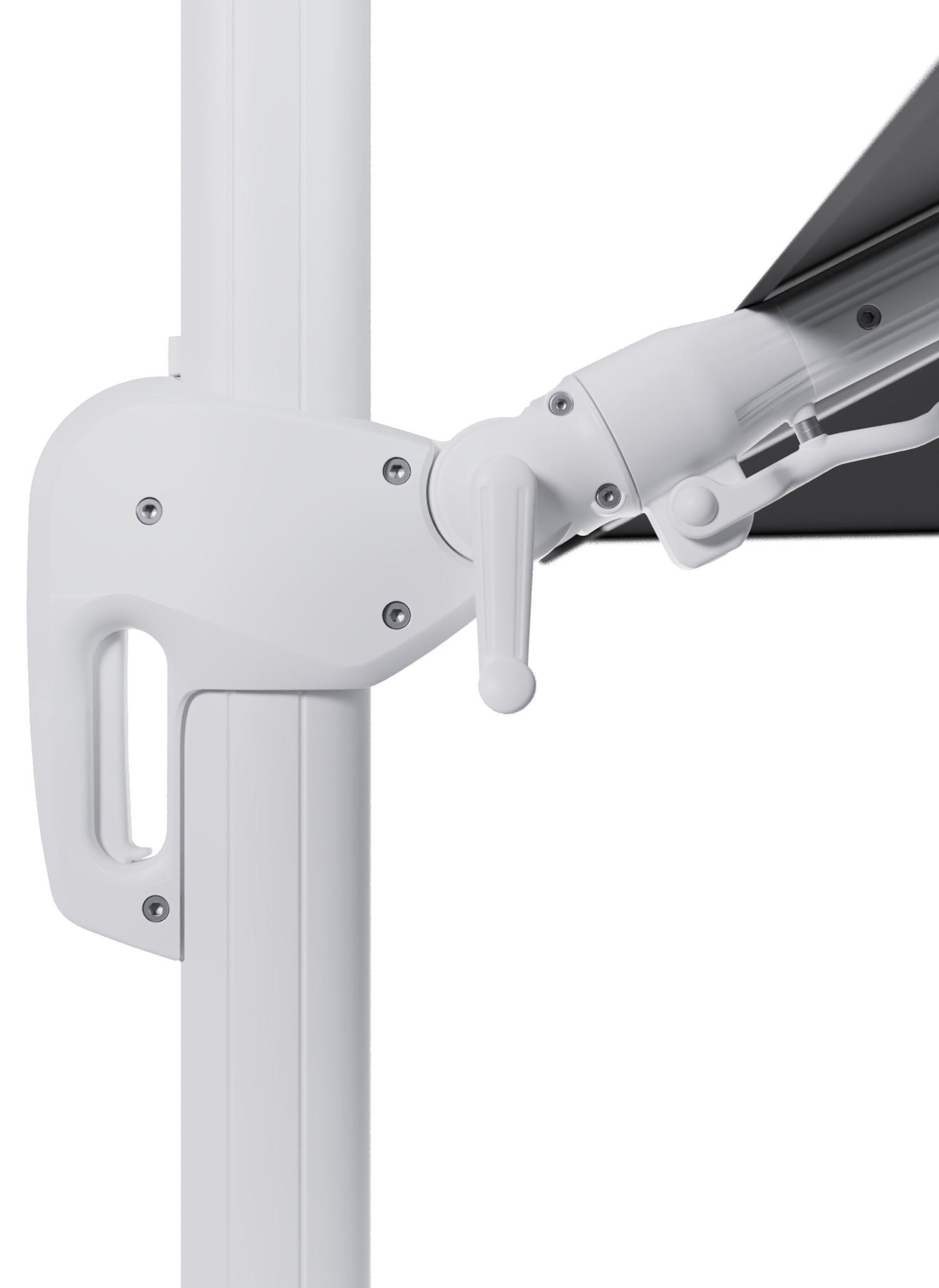 Parasol pendant Rufina avec fonction tilt en aluminium blanc avec toile de parasol en all weather sunbrella® luxe natte charcoal chine - Larg1 300 x Larg2 300 cm (sans pied de parasol)