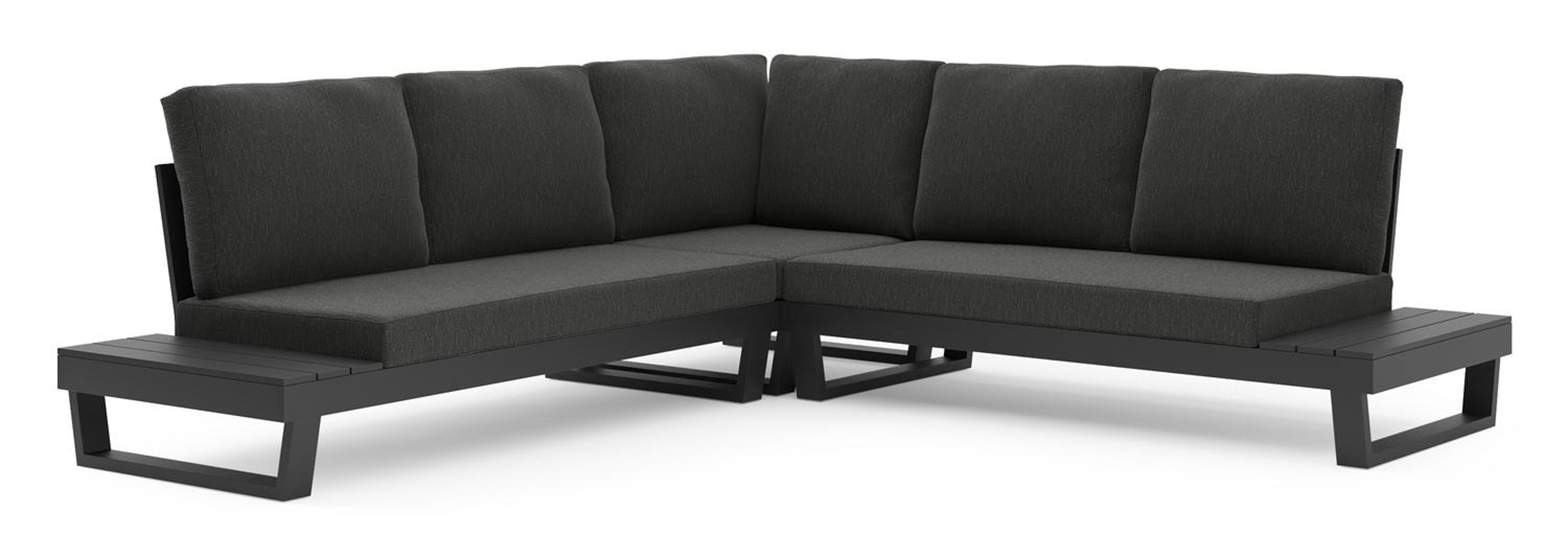 Modica loungehoek in zwart aluminium met rustic weather+ softtouch kussen