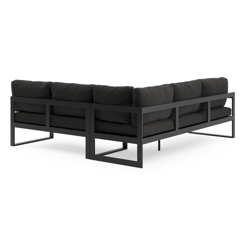 Caldela loungehoek in zwart aluminium met zwart kussen