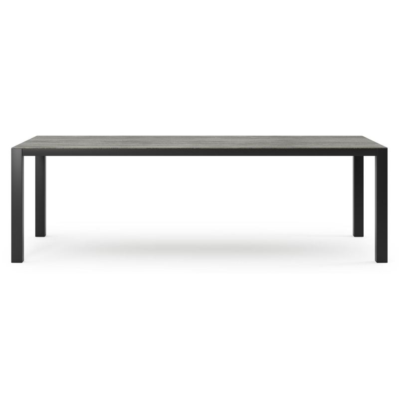 Como tuintafel in zwart aluminium en volkeramiek aspen grey - L 240 x B 100 x H 75 cm