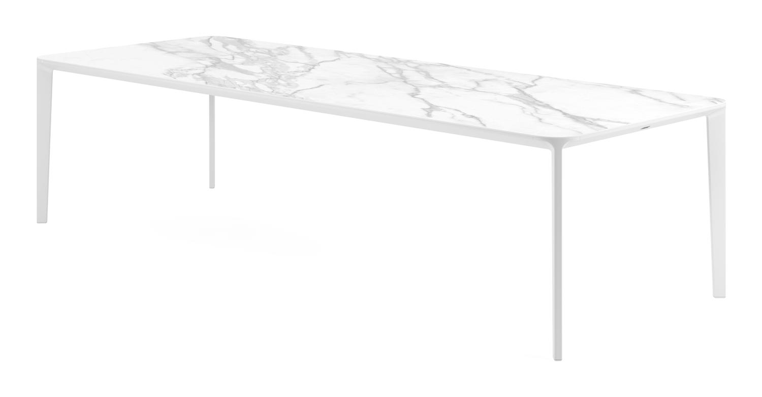 Urbino tuintafel in wit aluminium en volkeramiek calacatta - L 290 x B 110 x H 75 cm