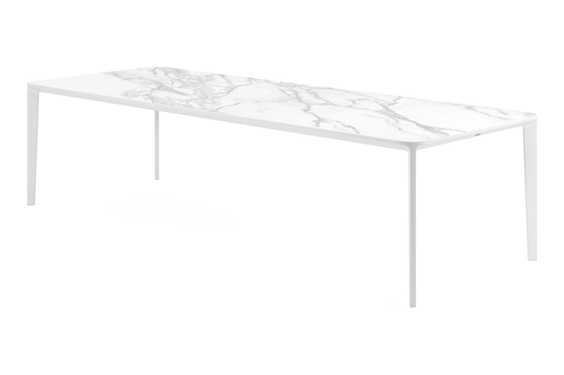 Urbino tuintafel in wit aluminium en volkeramiek calacatta - L 290 x B 110 x H 75 cm