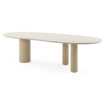 Amico tuintafel organisch in beige aluminium en volkeramiek Shilin - L 280 x B 120 x H 73.5 cm