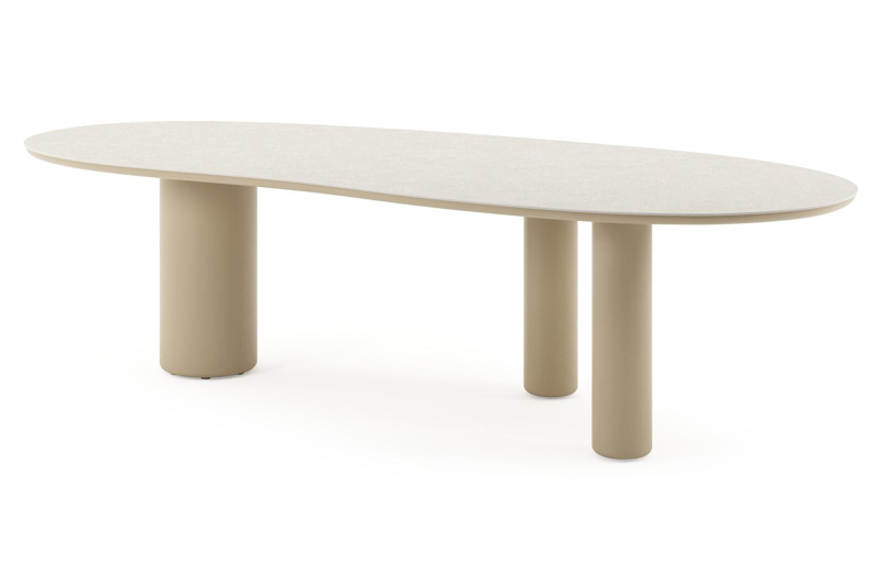 Amico tuintafel organisch in beige aluminium en volkeramiek Shilin - L 280 x B 120 x H 73.5 cm