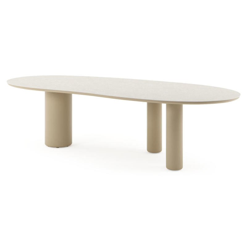 Amico tuintafel organisch in beige aluminium en volkeramiek Shilin - L 280 x B 120 x H 73.5 cm