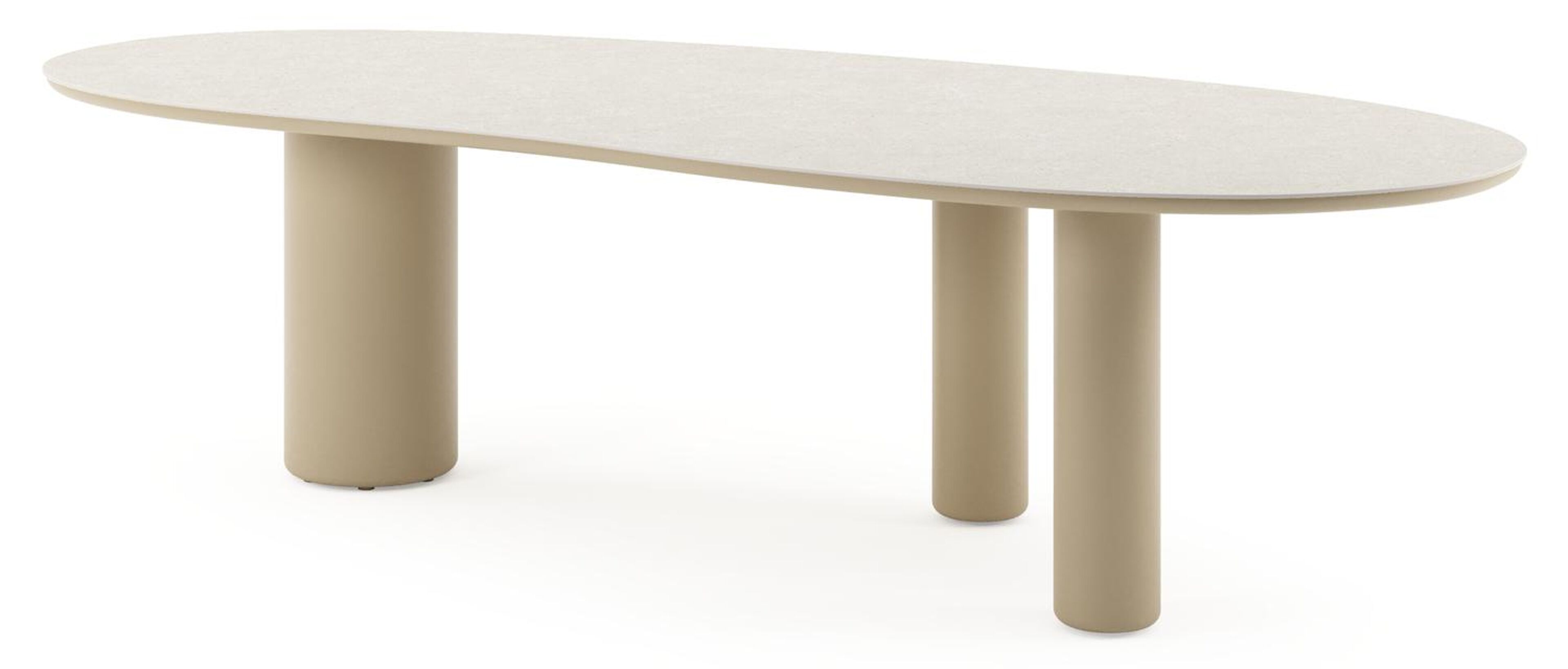 Amico tuintafel organisch in beige aluminium en volkeramiek Shilin - L 280 x B 120 x H 73.5 cm