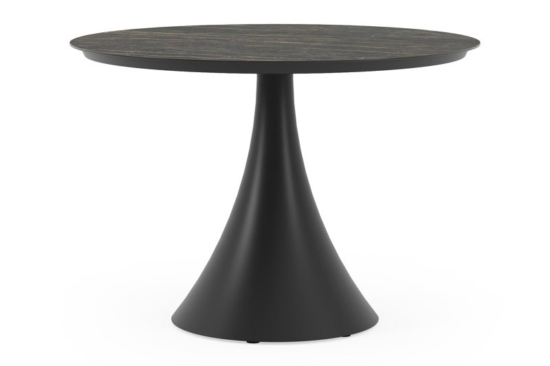 Table de jardin Fano en aluminium noir et céramique pleine black obsession - Dia. 110 x H 75 cm