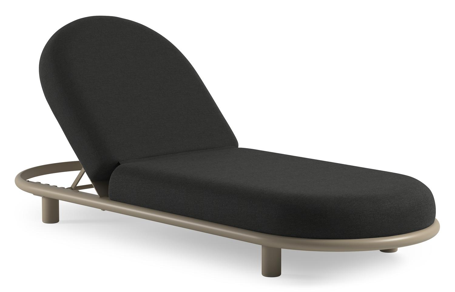 Lomano verstelbaar ligbed in beige aluminium met chartres sooty all weather sunbrella® luxe