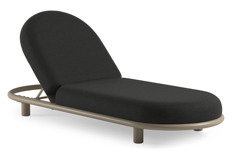 Lomano verstelbaar ligbed in beige aluminium met chartres sooty all weather sunbrella® luxe
