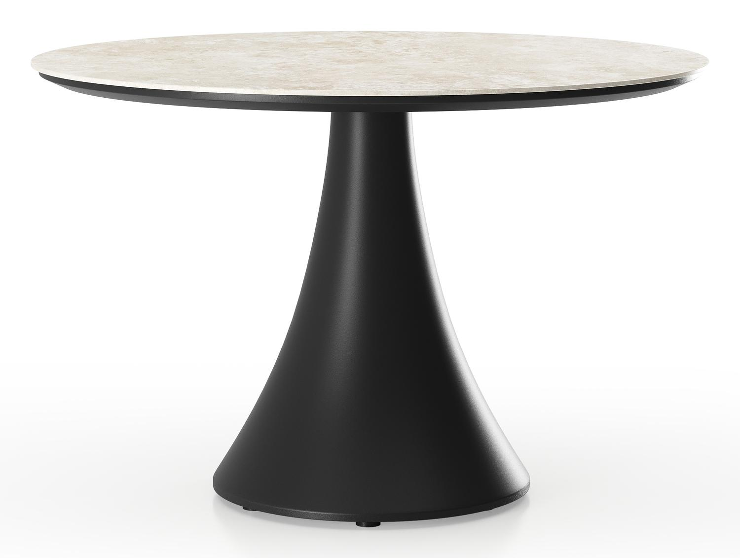 Fano low dining loungetafel rond in zwart aluminium en volkeramiek Rapolano - Dia. 85 x H 55 cm