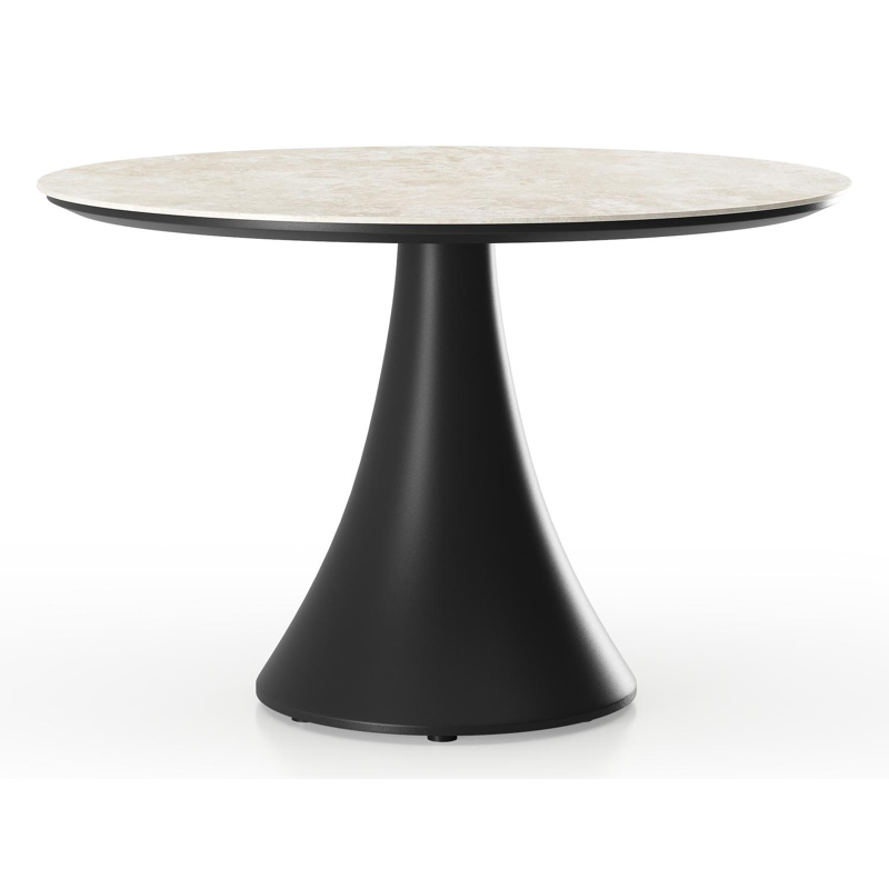 Fano low dining loungetafel rond in zwart aluminium en volkeramiek Rapolano - Dia. 85 x H 55 cm