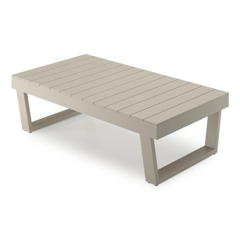 Table de basse Modica en aluminium beige - Lg. 130 x Lrg. 130 x Haut. 38 cm