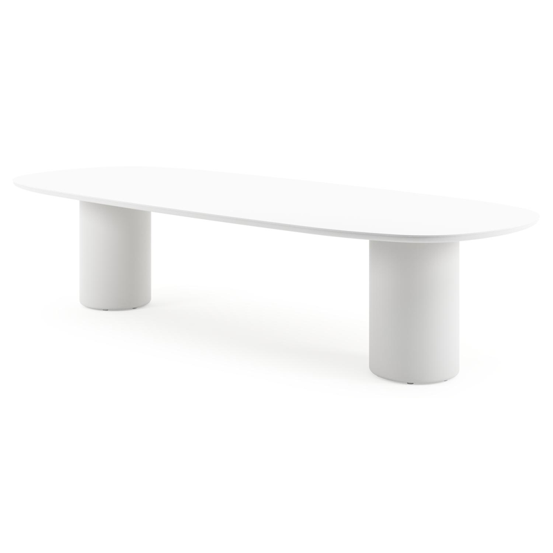 Amico tuintafel bombo in wit aluminium en volkeramiek Arctic White - L 320 x B 130 x H 73.5 cm