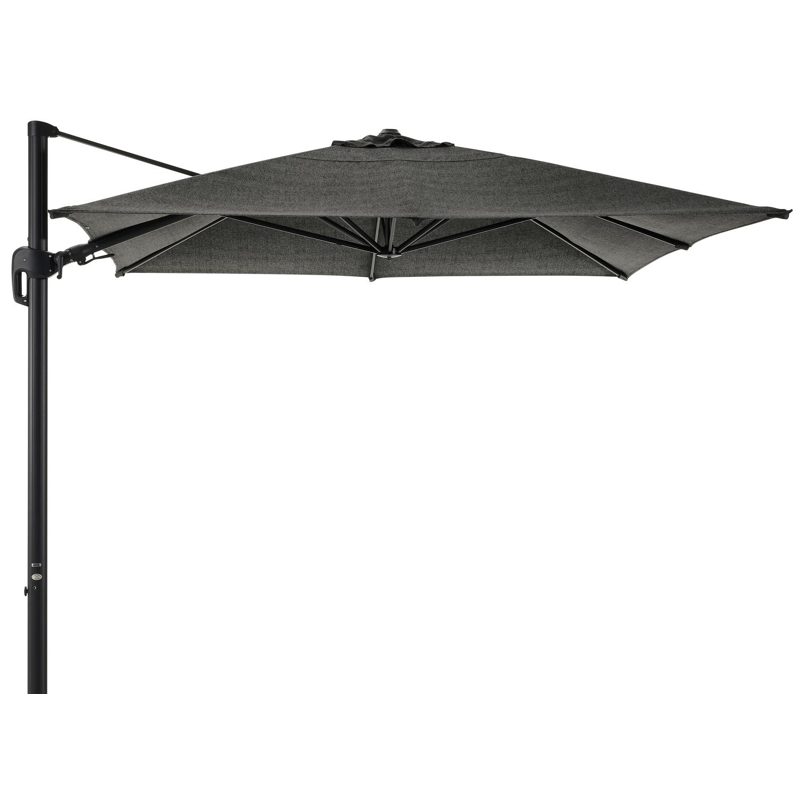 Parasol pendant Rufina avec function tilt en aluminium noir et Sunbrella Luxe Chartres Sooty - Lg.1 400 x Lg.2 300 cm (sans pied de parasol
