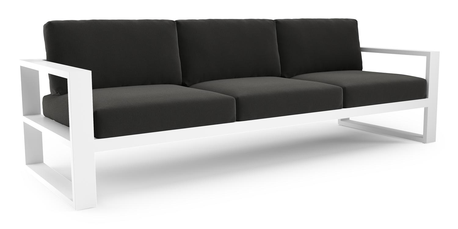 Verato loungebank in wit aluminium met natte sooty all weather sunbrella® luxe kussen