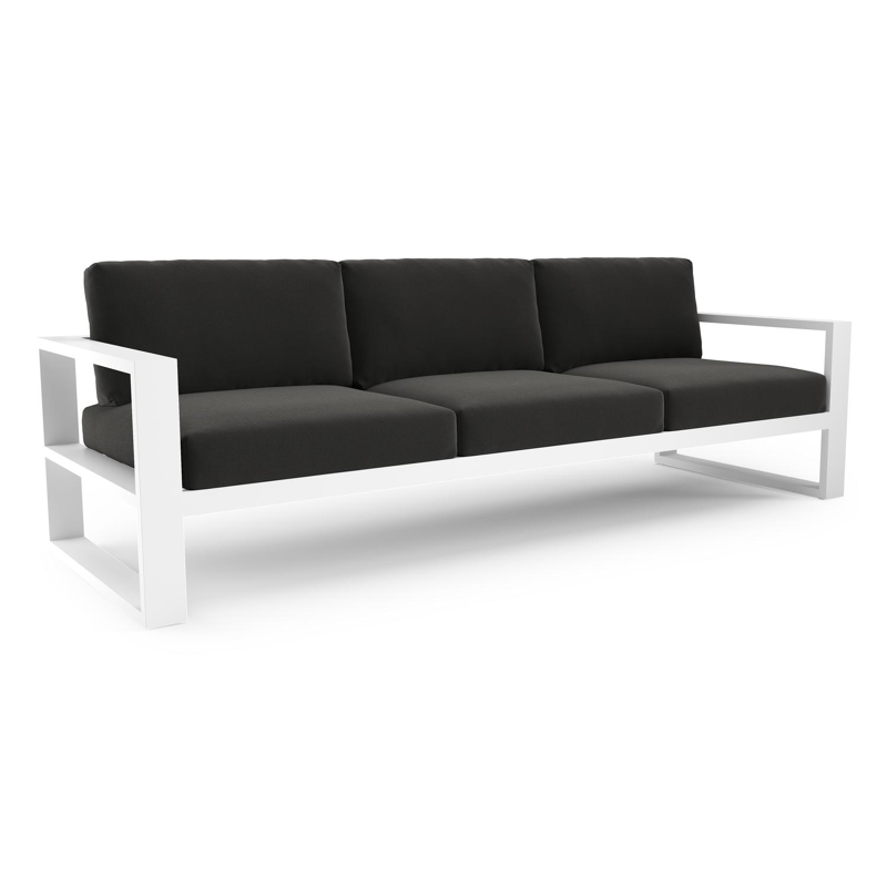 Verato loungebank in wit aluminium met natte sooty all weather sunbrella® luxe kussen