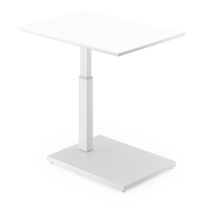 Table d'appoint Cirello Pop up en aluminium blanc et céramique pleine blanc - Lg 70 x larg. 50 x H 44/66 cm
