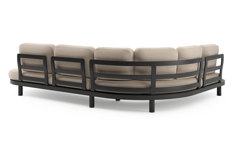 Palma loungehoek in zwart aluminium met rustic weather+ softtouch kussen