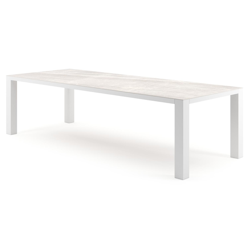Nano tuintafel rechthoekig in wit aluminium en volkeramiek Taj Mahal - L 280 x B 110 x H 75 cm