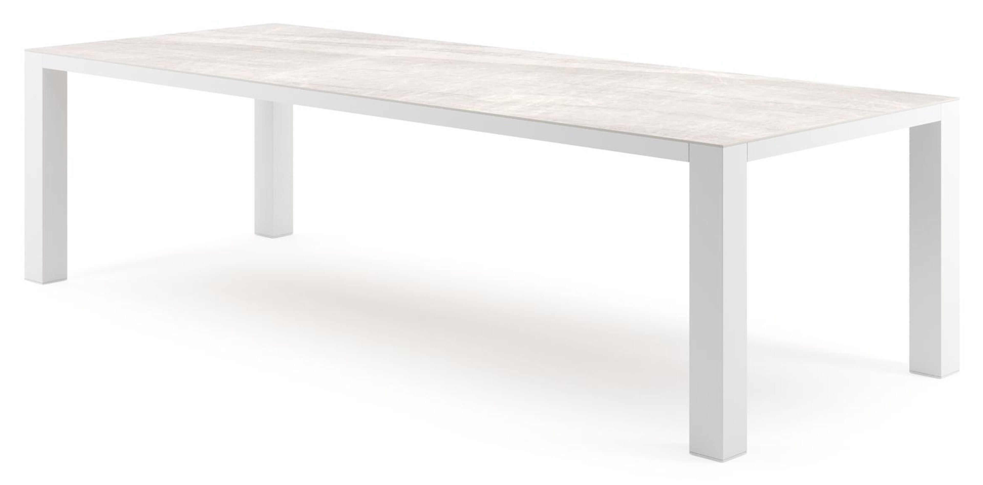 Nano tuintafel rechthoekig in wit aluminium en volkeramiek Taj Mahal - L 280 x B 110 x H 75 cm