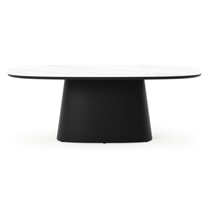 Table de jardin Amico bombo xl en aluminium noir et céramique pleine Calacatta - Lg. 210 x Lrg. 148 x Haut. 74 cm