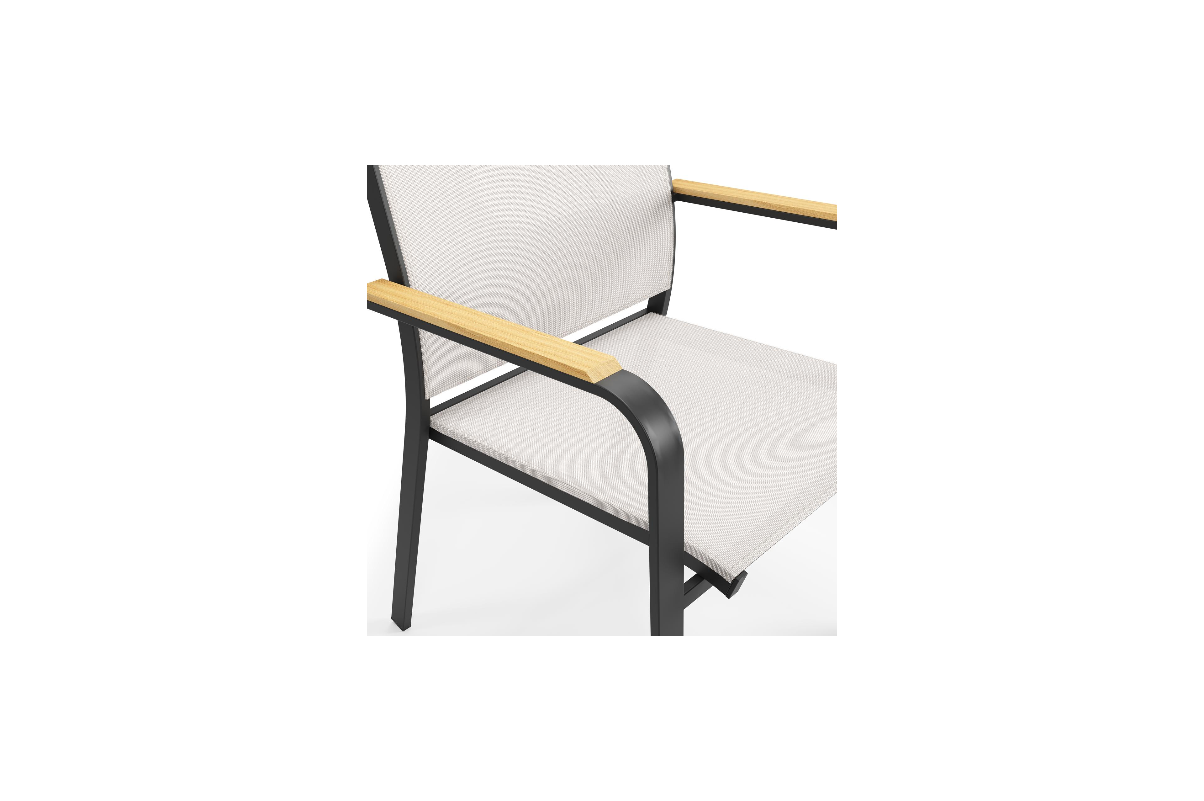 Calobra rechthoekige uitschuifbare tuinset in zwart aluminium en teak naturel met 10 Amalfi tuinstoelen