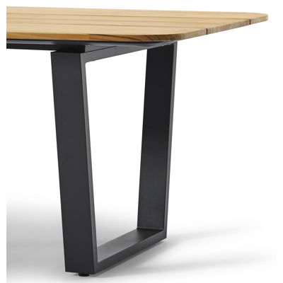 Pagino tuintafel in zwart aluminium en teak - L 340 x B 120 x H 75 cm