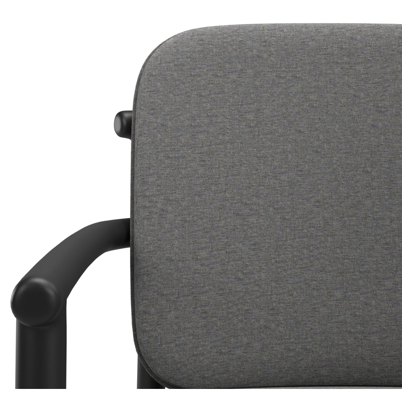Bono stapelbare tuinstoel in zwart aluminium met stoelkussen in All Weather Sunbrella® Luxe Heritage Slate