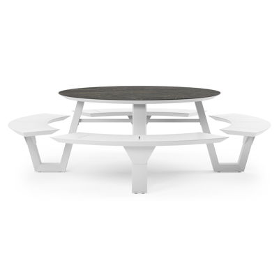 Table de pique-Rondino ronde en aluminium blanc et céramique pleine Black Obession - Diam. 236 x Haut. 71.5 cm