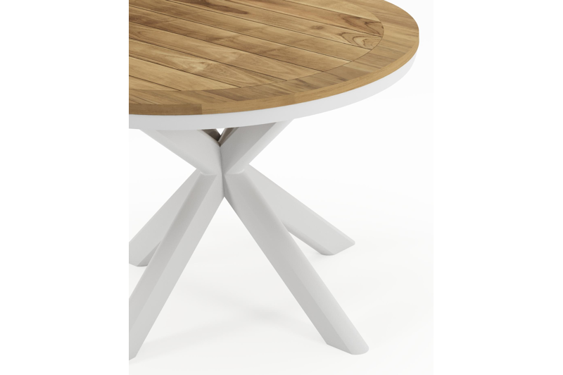 Pamplona tuinset in wit aluminium en teak met 6 Cosa tuinstoelen