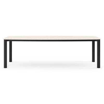Table de jardin Orso forme de bateau en aluminium noir et céramique pleine Retrostone - Lg. 255 x Lrg. 115 x Haut. 75 cm