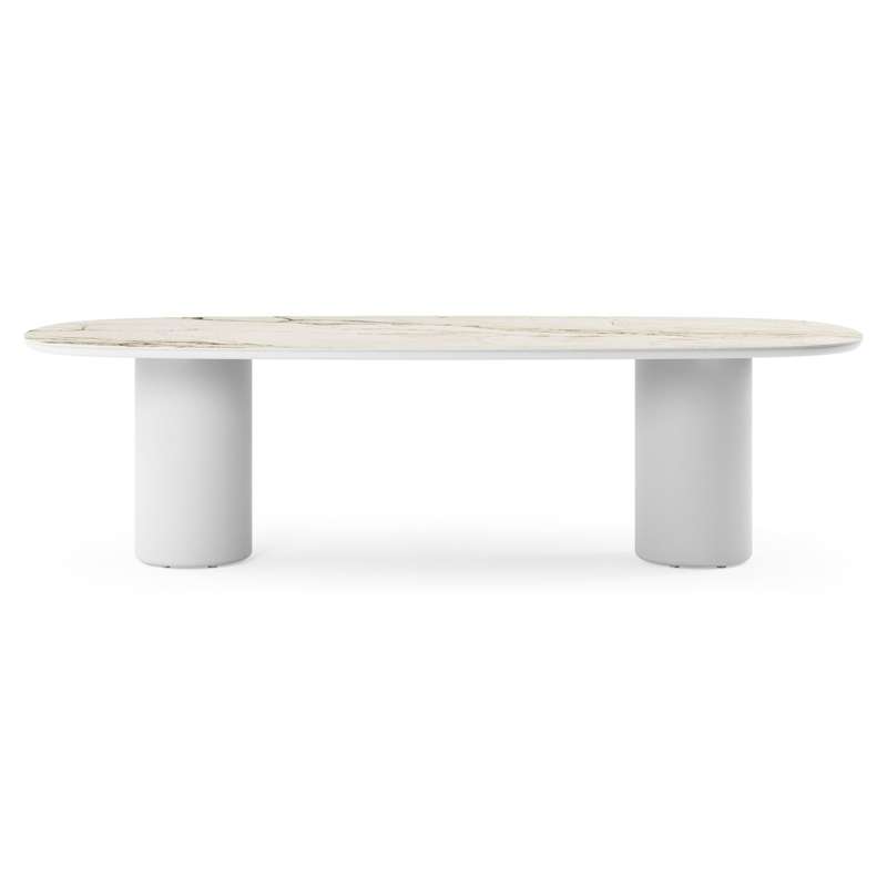 Amico tuintafel bombo in wit aluminium en volkeramiek Colorado Dunes - L 270 x B 125 x H 73.5 cm