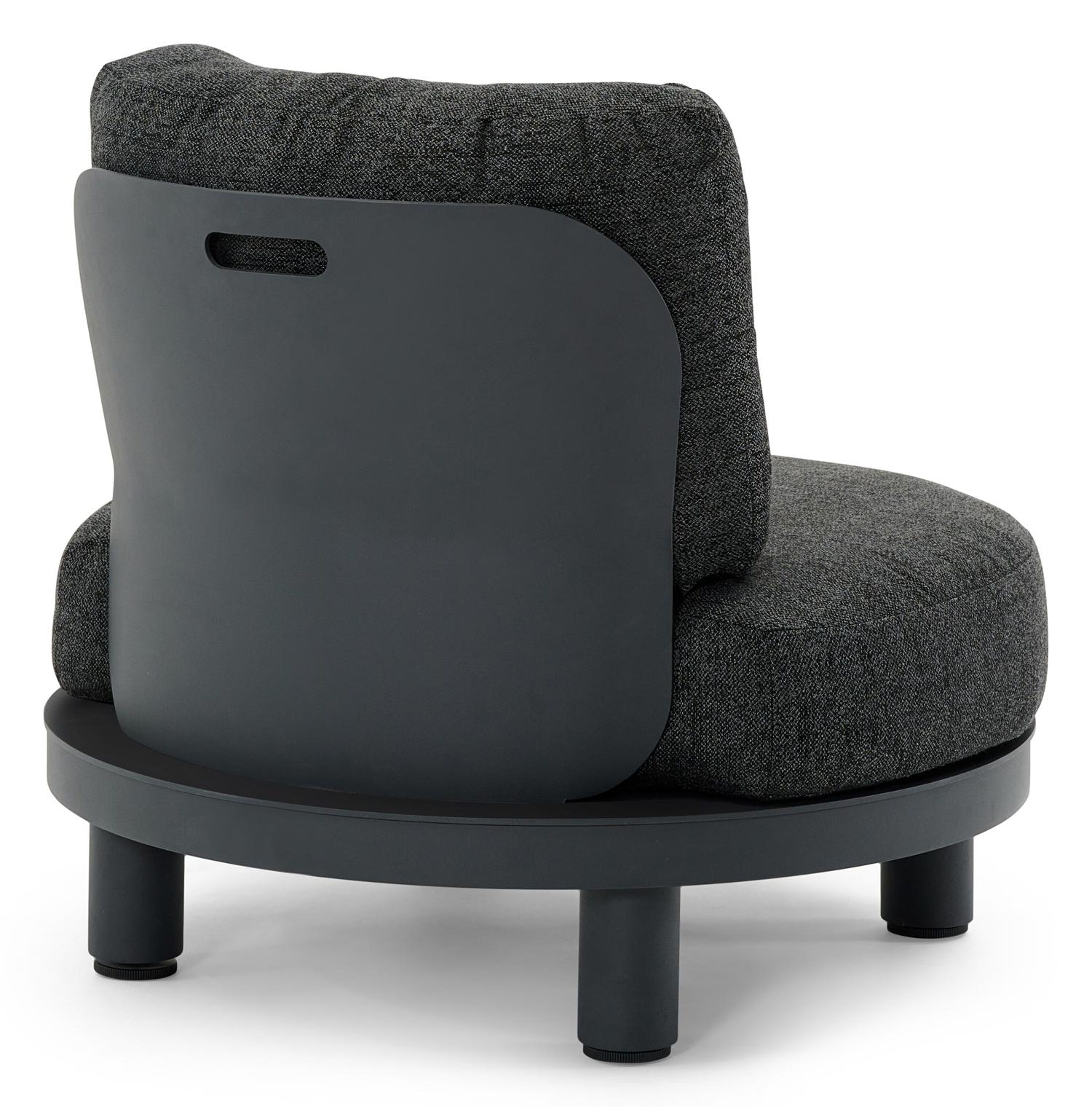 Fauteuil de jardin Donato 1-pl en aluminium noir avec coussin en all weather sunbrella® luxe chartres sooty