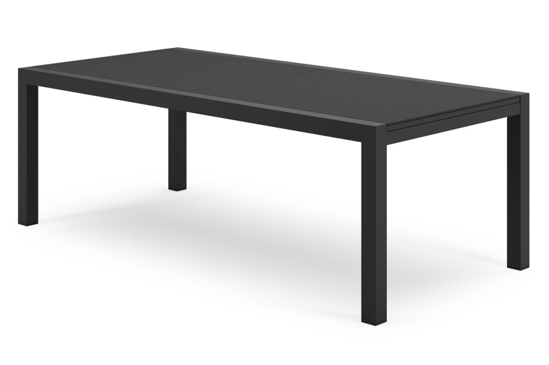 Calobra tuintafel rechthoekig in zwart aluminium en sintered stone notte minerale - L 220 - 330 x B 107 x H 73 cm