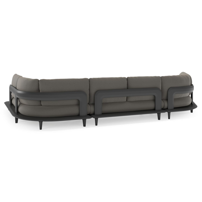 Bomero loungehoek in zwart aluminium met natte dark taupe all weather sunbrella® luxe kussen