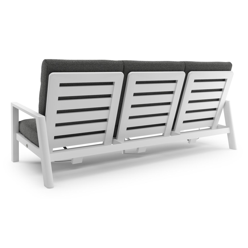 Canapé de jardin Cirello en aluminium blanc et coussins en all weather cosytica catania black
