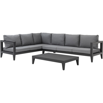 Rovigo loungeset zwart-grijs - aluminium en textilene - 5 personen