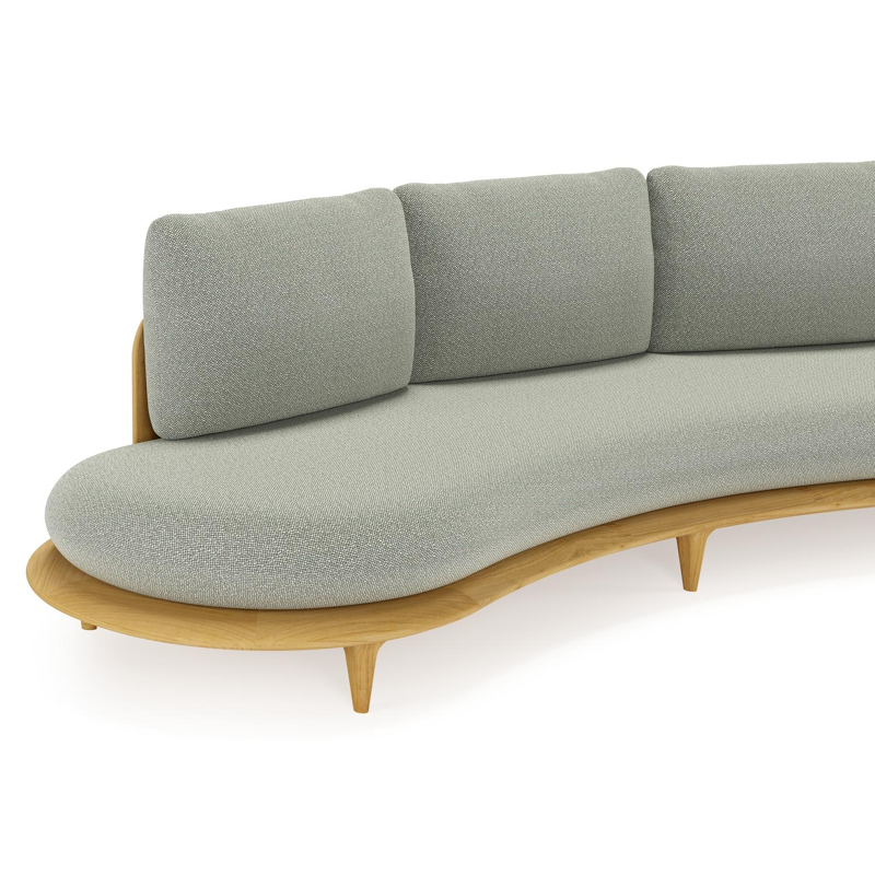 Bomero loungebank in teak met savane leaf all weather sunbrella® luxe kussen