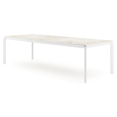 Cirello tuintafel rechthoekig in wit aluminium en volkeramiek Rapolano L 280 x B 110 cm